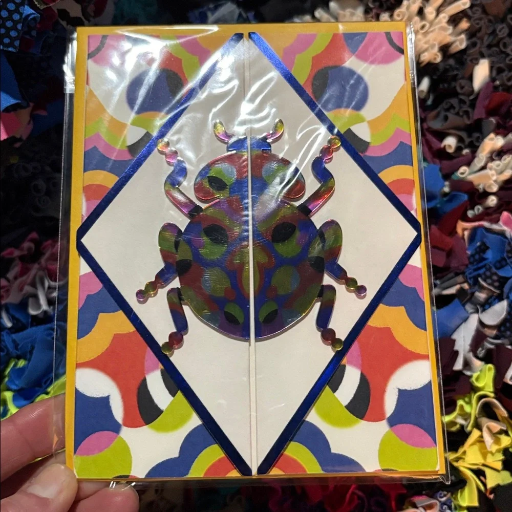 💎RARE💎🆕American Greetings-Papyrus Metallic Beetle Bug Greeting Card